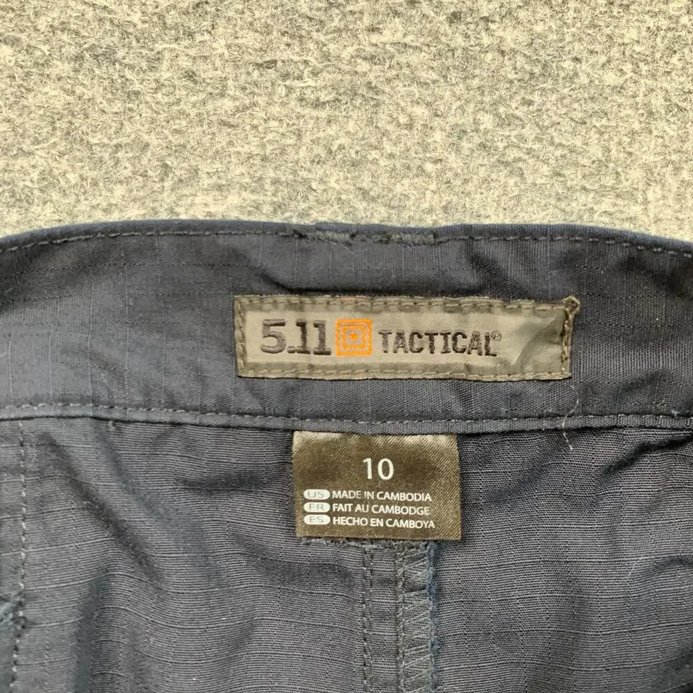 5.11 Tactical Shorts Womens 10 Navy Pro Ripstop Cargo Pockets Elastic Waist Work